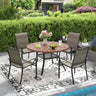 VICLLAX Patio Outdoor Dining Set of 4/6, Metal Round Dining Table and Stackable Sling Dining Chair with Armrest