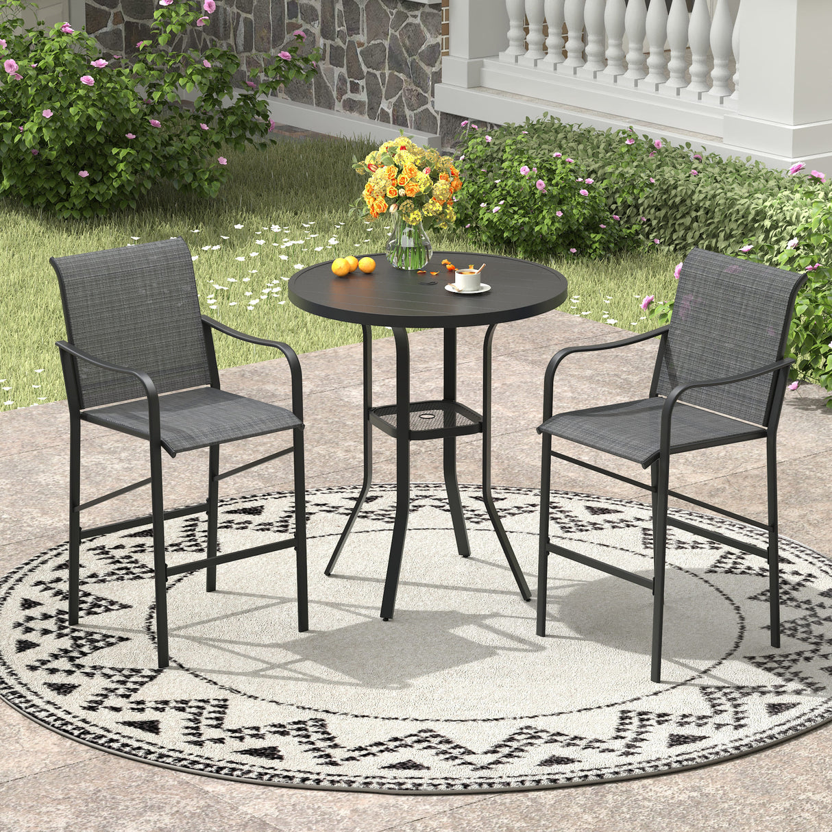 Vicllax 3/5 PCS Outdoor Bar Set, Patio High Bar Chairs and Round Bar Table