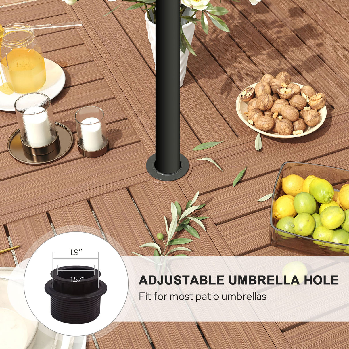 Vicllax 9 Pieces Outdoor Dining Set with 59" Square Dining Table and Swivel Chairs