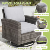 Vicllax Patio Wide Wicker Cushioned Sofa, Outdoor Wicker Chair, Double Lounge Balcony Seat