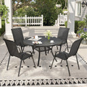 Vicllax 5 Pieces Outdoor Dining Set, 40.6" Outdoor Round dining Table and Horizon Stackable Chair