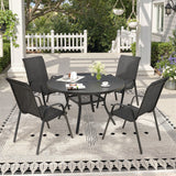 Vicllax 5 Pieces Outdoor Dining Set, 40.6" Outdoor Round dining Table and Horizon Stackable Chair