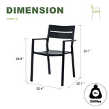 Vicllax 7 Pieces Outdoor Dining Set with 50" Round Metal Table and Armrest Chairs