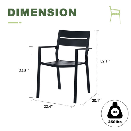 Vicllax 7 Pieces Outdoor Dining Set with 50" Round Metal Table and Armrest Chairs