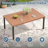 Vicllax 7 pcs Outdoor Dining Set,  Rectangular Metal Table and 6 Textilene Swivel Dining Chairs