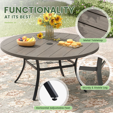 Vicllax Outdoor Dining Set for 8 People, Patio 63" Round Table with 8 Swivel Chairs Set