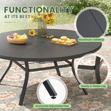 Vicllax Outdoor Round Dining Table, Patio Aluminum Tabletop with Storage Shelf