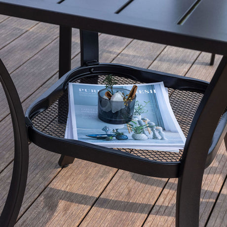 Vicllax 3-Piece Patio Bistro Set, Alora Stackable Chair and 27.6" Metal Square Table