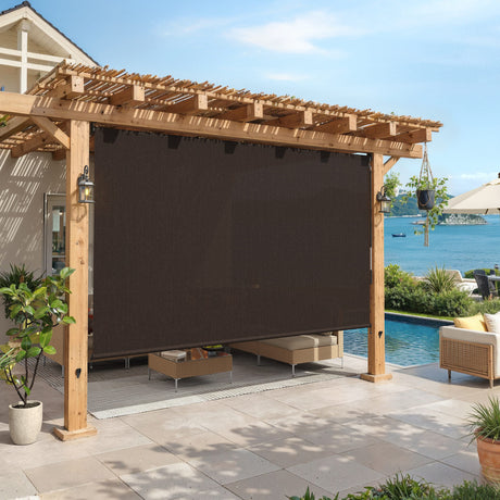 Vicllax Outdoor Cordless Sun Blocking Roller Shade, Patio Crank Roll Up Sun Shade
