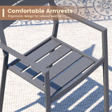 Vicllax 7 Pieces Outdoor Dining Set with 50" Round Metal Table and Armrest Chairs