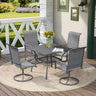 Vicllax 5 Pieces Outdoor Dining Set with Square Table and Padded Swivel Chairs