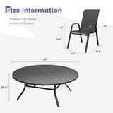 Vicllax 11 PCS Patio Dining Table Set, 63" Round Metal Table and Horizon Stackable Chair