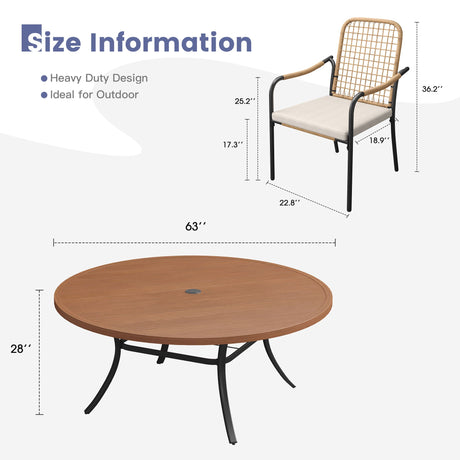 Vicllax 11-Piece Outdoor Dining Set, 63” Round Metal Table and Solana Stackable Chair