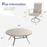 VICLLAX 9-pcs Outdoor Dining Set, 60” Round Metal Table with Umbrella Hole & 8 Swivel Textilene Chairs