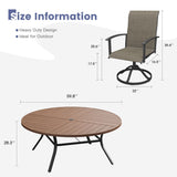VICLLAX 9-pcs Outdoor Dining Set, 60” Round Metal Table with Umbrella Hole & 8 Swivel Textilene Chairs