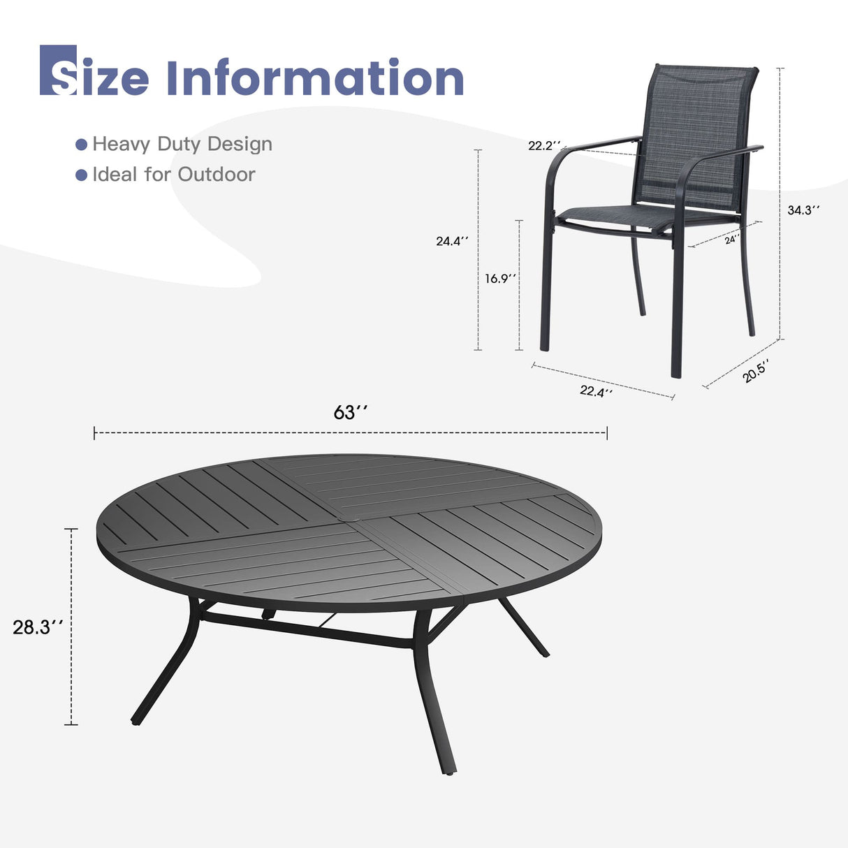 Vicllax Mesa redonda para patio de 42" con estante de almacenamiento y orificio para sombrilla ajustable 