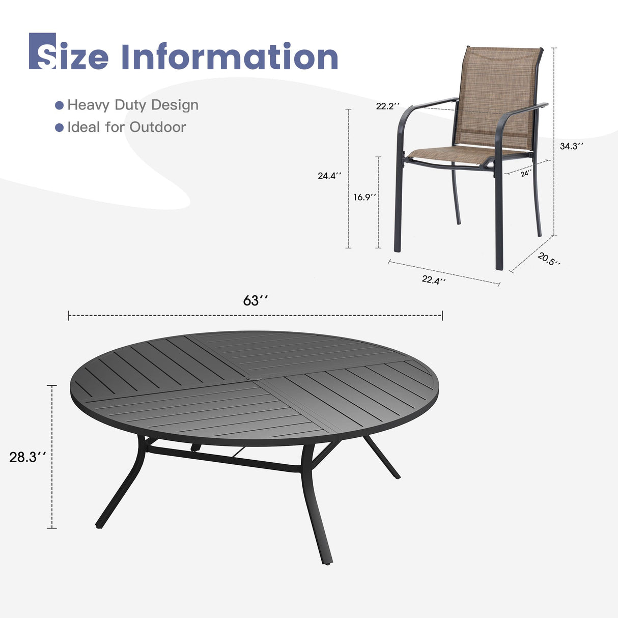 Vicllax Mesa redonda para patio de 42" con estante de almacenamiento y orificio para sombrilla ajustable 