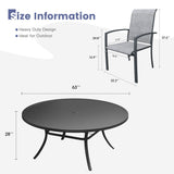 Vicllax 11-Piece Outdoor Dining Set, 63” Round Metal Table and Skyline Stackable Chair