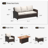 Vicllax Versatile Wicker Patio Set: 6 Pieces with Fire Table and Ottoman