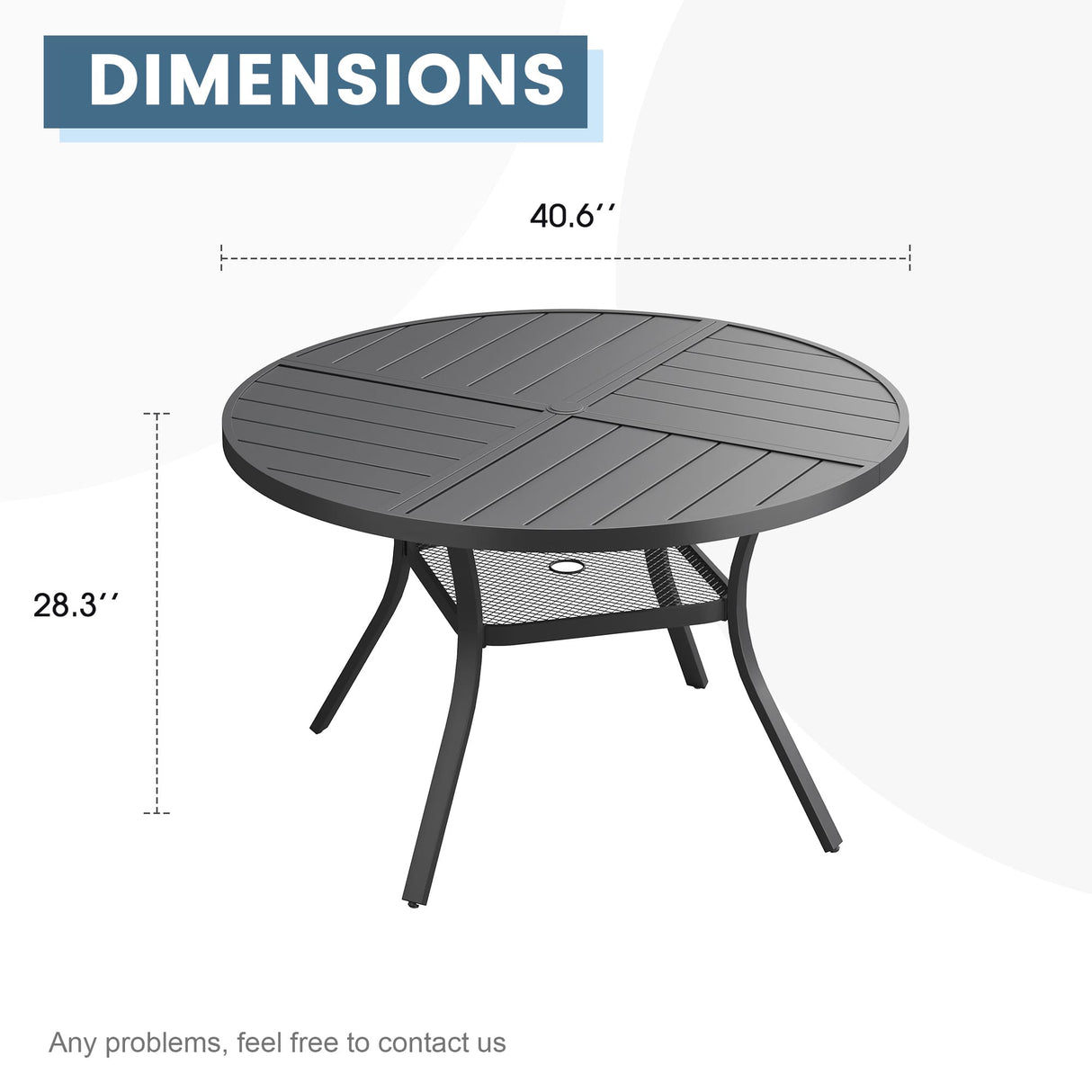 Vicllax Round Patio Dining Table for 4/6/8, Outdoor Large Metal Table