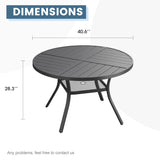 Vicllax Round Patio Dining Table for 4/6/8, Outdoor Large Metal Table