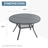 Vicllax Round Patio Dining Table for 4/6/8, Outdoor Large Metal Table