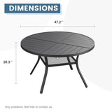 Vicllax Round Patio Dining Table for 4/6/8, Outdoor Large Metal Table