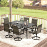 Vicllax 7 Pieces Outdoor Dining Set with Metal Rectangular Table and Swivel Chair
