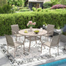 VICLLAX 5/7 PCS Patio Dining Table Set, Round Metal Table with Shelf and Stackable Sling Chair