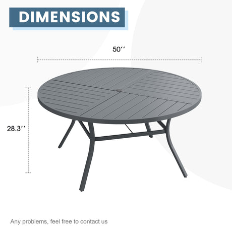 Vicllax Mesa redonda para patio de 42" con estante de almacenamiento y orificio para sombrilla ajustable 