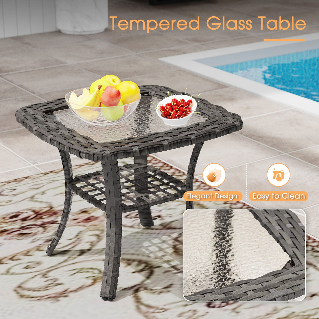 Vicllax Patio Wide Wicker Cushioned Sofa, Outdoor Wicker Chair, Double Lounge Balcony Seat