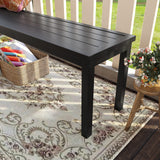 Vicllax 3-Piece Rectangular Metal Outdoor Dining Table and Bench Set