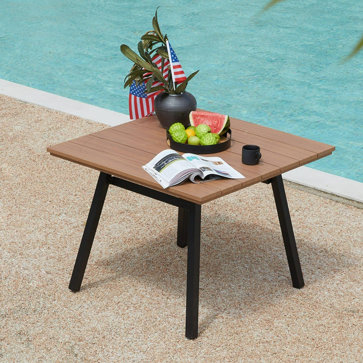 Vicllax 5 PCS Patio Dining Set, Outdoor Metal Table and Dining Chair with Cushion