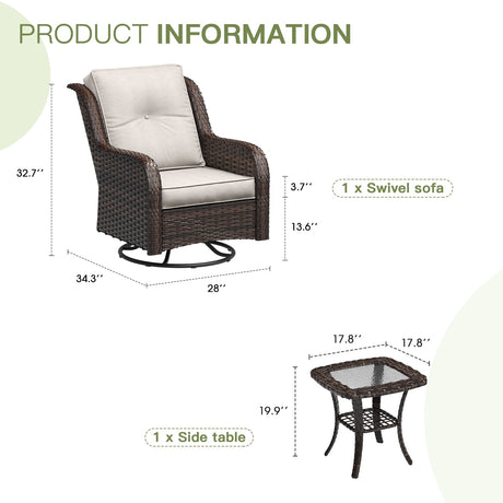 Vicllax Patio Wicker Oasis Lounge Set, Cushioned Sofa Swivel Chairs and Ottomans