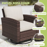 VICLLAX Versatile Wicker Patio Set: 5 Seater with Fire Table/Ottoman