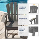 Vicllax Outdoor HDPE Adirondack Bar Chair, Patio Bar Stools with Umbrella Hole