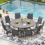 Vicllax Mesa redonda para patio de 42" con estante de almacenamiento y orificio para sombrilla ajustable 