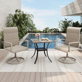 Vicllax 3-Piece Patio Bistro Set, Outdoor Swivel Chairs and Metal Square Table