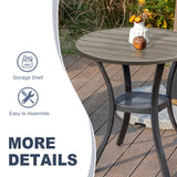 Vicllax 3-Piece Patio Bistro Set, Outdoor Swivel Chairs and Metal Round Table