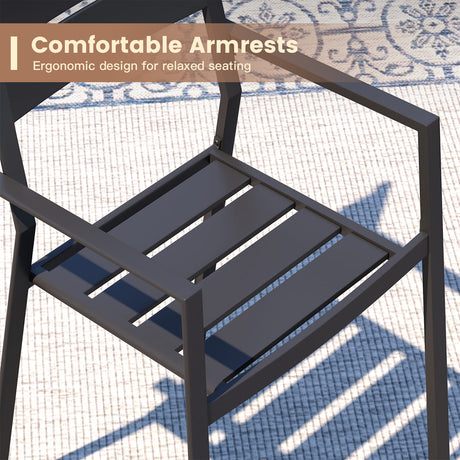 Vicllax 7 Pieces Outdoor Dining Set with 50" Round Metal Table and Armrest Chairs