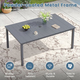 Vicllax 7 pcs Outdoor Dining Set,  Rectangular Metal Table and 6 Textilene Swivel Dining Chairs