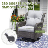 Vicllax Terrace Wide Wicker High-Back Cushioned Sofa, Outdoor Wicker Chair, Double-Seater Balcony Lounge