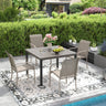 Vicllax 5 PCS Patio Dining Set, Outdoor Square Metal Table and Stackable Chair Set