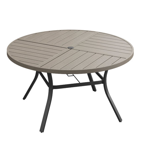 Vicllax Round Patio Dining Table for 4/6/8, Outdoor Large Metal Table
