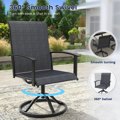 Vicllax Juego de sillas de comedor para patio de 2/4/6, silla de comedor giratoria para exteriores con respaldo alto 