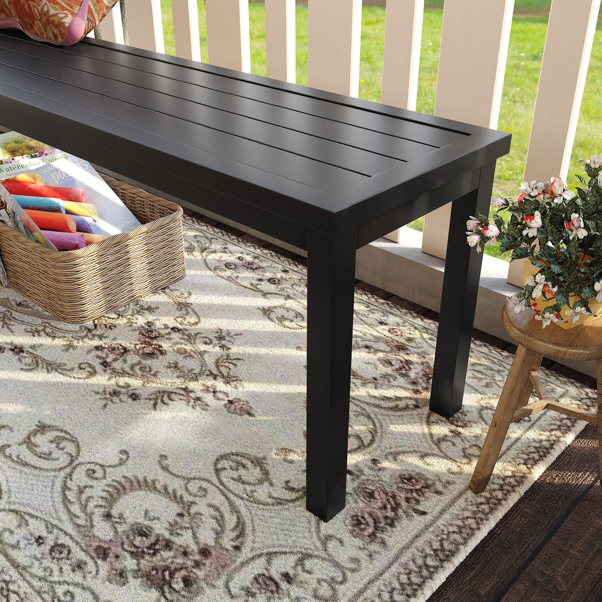 Vicllax 3 Pieces Outdoor Patio Dining Set, Curved Dining Table and Benches