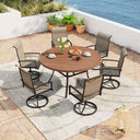Vicllax Juego de comedor para exterior de 7 piezas con mesa redonda de almacenamiento de 54" y sillas giratorias de textileno