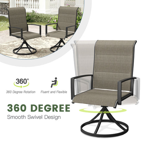 VICLLAX 9 PCS Patio Dining Table Set, 63" Round Metal Table with umbrella Hole and 8 Padded Swivel Chairs