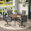 Vicllax 5 Pieces Outdoor Dining Set with Square Table and Padded Swivel Chairs