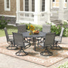 Vicllax 7 pcs Outdoor Dining Set, Metal Round Dining Table and Premium Swivel Chairs